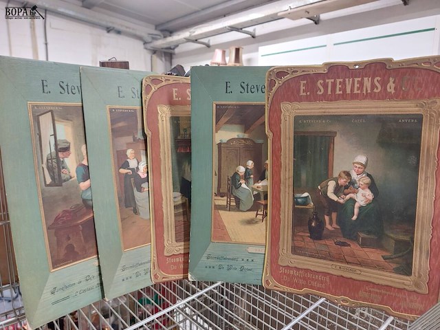 Lot 222 - vintage reclameplaten e. stevens , 5 stuks - afbeelding 1 van  1