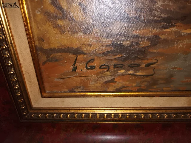 Lot 224 - schilderij bos aan waterkant - afbeelding 3 van  3