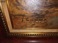 Lot 224 - schilderij bos aan waterkant - afbeelding 3 van  3