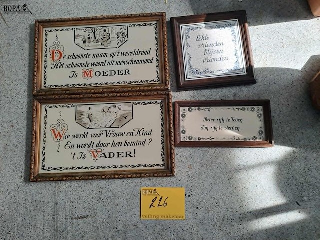 Lot 226 - vintage spreuken in kader met levenswijsheden - afbeelding 1 van  3