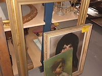 Lot 228 - schilderijen en kader. 3 stuks