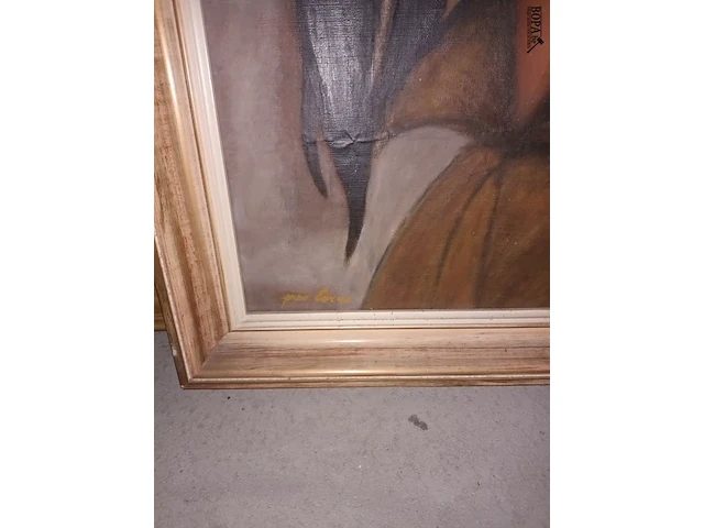 Lot 228 - schilderijen en kader. 3 stuks - afbeelding 4 van  4