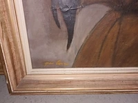 Lot 228 - schilderijen en kader. 3 stuks - afbeelding 4 van  4