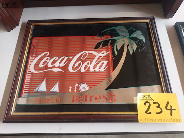 Lot 234 - reclame spiegel coca-cola - afbeelding 1 van  3