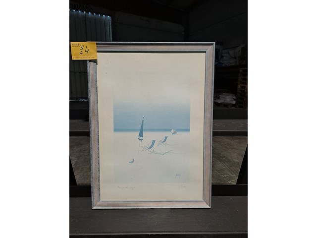 Lot 24 - afdruk 'dimache a la plage' c. giordani 56*76 - afbeelding 1 van  3