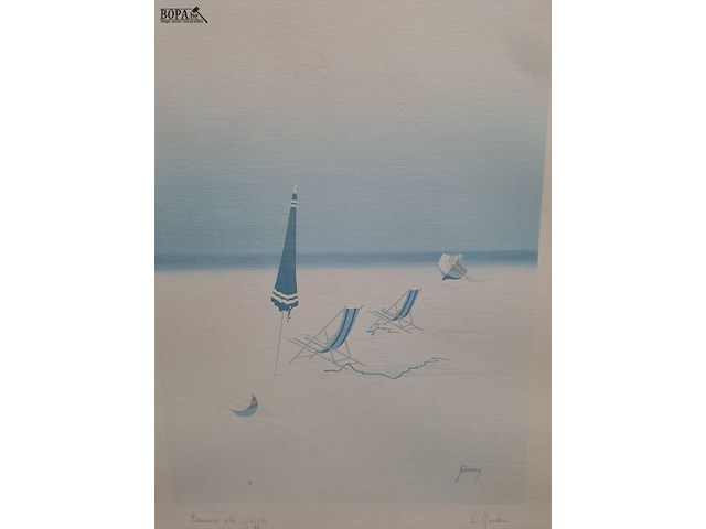 Lot 24 - afdruk 'dimache a la plage' c. giordani 56*76 - afbeelding 3 van  3