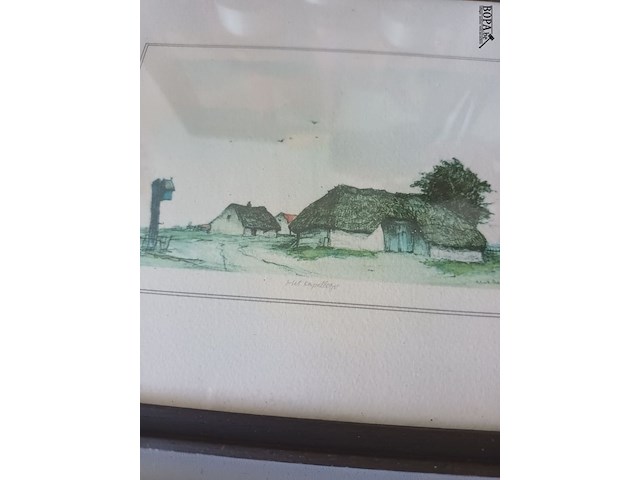 Lot 24 - schilderij hoeve. 2 stuks - afbeelding 3 van  4