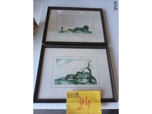 Lot 24 - schilderij hoeve. 2 stuks - afbeelding 4 van  4