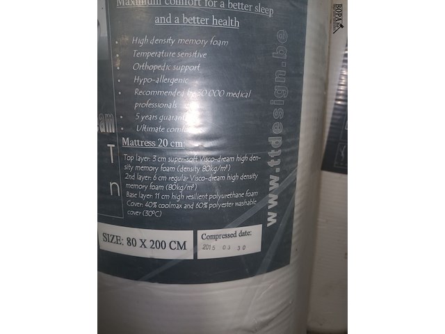 Lot 252 - matras 80 x 200 cm - afbeelding 4 van  4