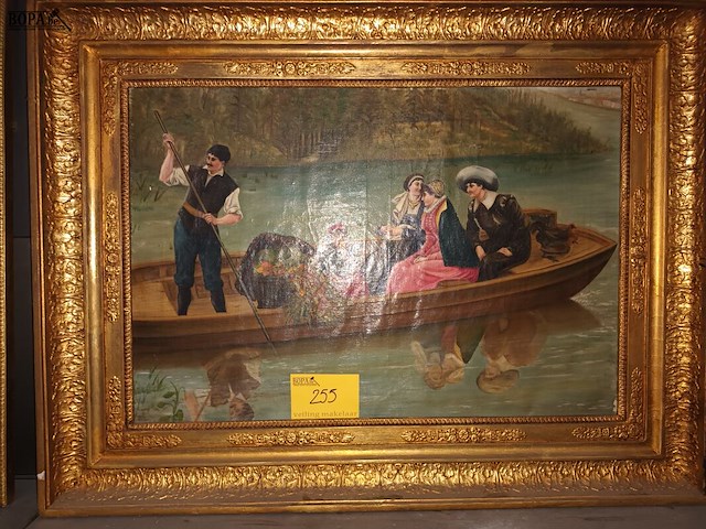 Lot 255 - schilderij roeiboot - afbeelding 1 van  4