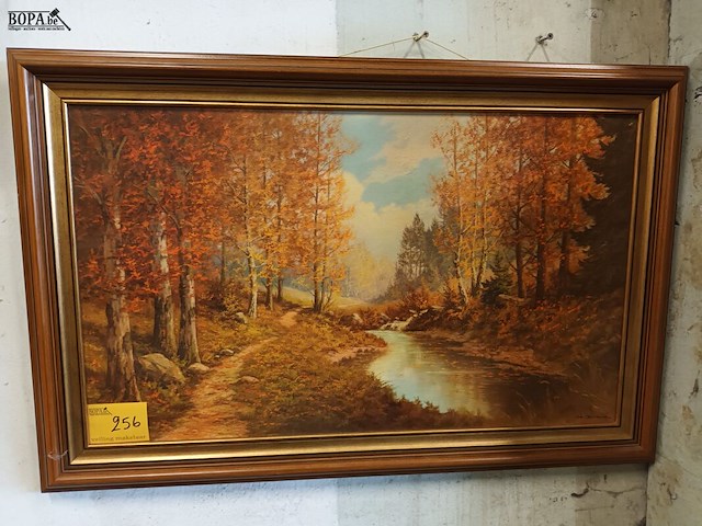 Lot 256 - schilderij in kader. gesigneerd - afbeelding 1 van  5