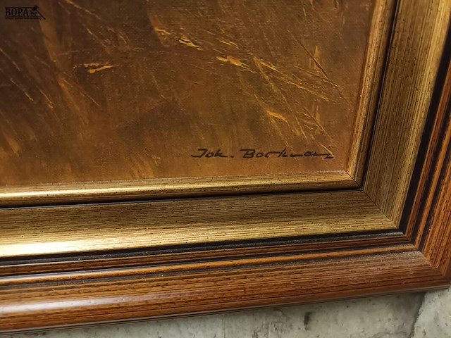 Lot 256 - schilderij in kader. gesigneerd - afbeelding 4 van  5