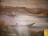 Lot 257 - schilderij rivier en boten - afbeelding 3 van  6