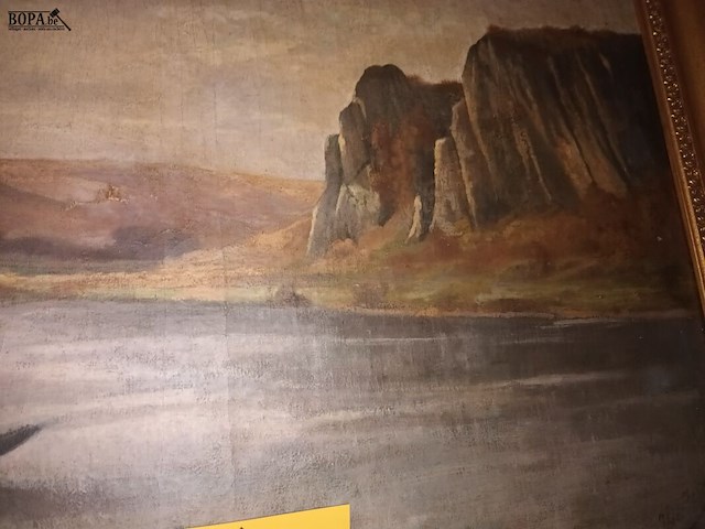 Lot 257 - schilderij rivier en boten - afbeelding 4 van  6