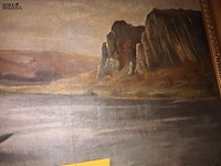 Lot 257 - schilderij rivier en boten - afbeelding 4 van  6