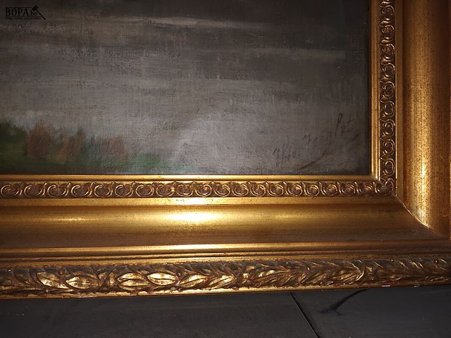 Lot 257 - schilderij rivier en boten - afbeelding 5 van  6