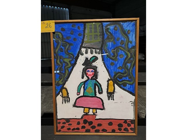 Lot 26 - kleurrijk kinderschilderij - afbeelding 1 van  2