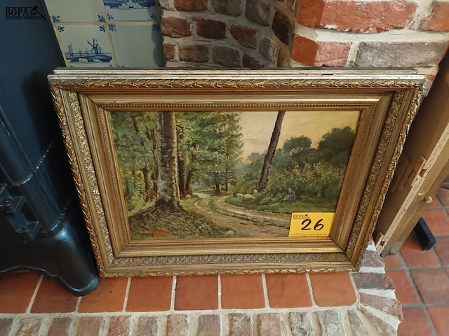 Lot 26 - schilderij dreef met schapen - afbeelding 1 van  4