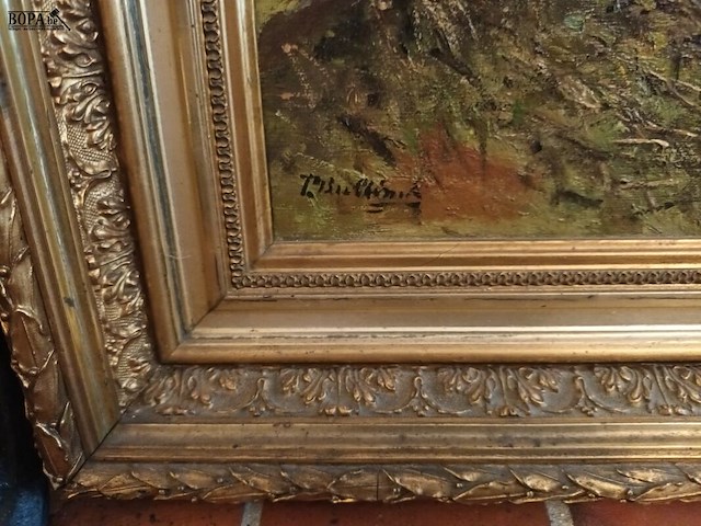 Lot 26 - schilderij dreef met schapen - afbeelding 3 van  4