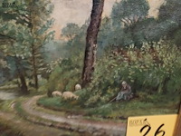 Lot 26 - schilderij dreef met schapen - afbeelding 4 van  4
