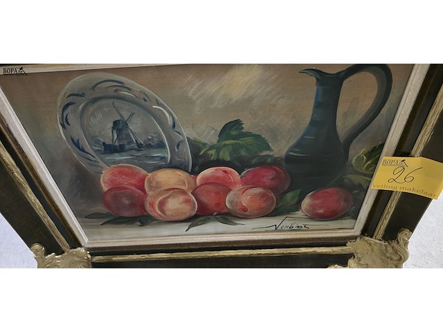 Lot 26 - stilleven op doek, getekend verbiest - afbeelding 3 van  3