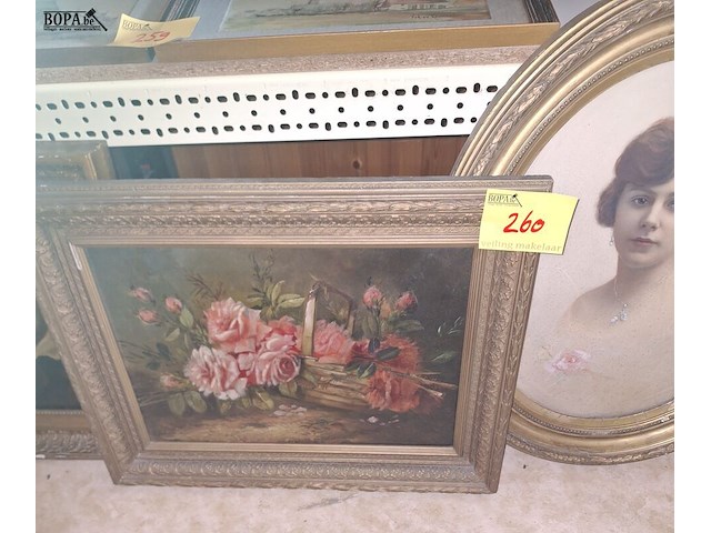 Lot 260 - kaders en stoel. 5 stuks - afbeelding 1 van  3