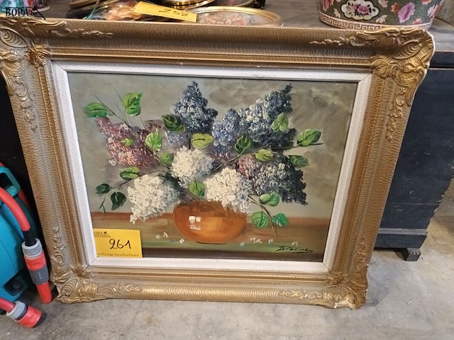 Lot 261 - schilderij in kader. gesigneerd - afbeelding 1 van  5