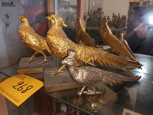 Lot 268 - fazanten in messing. 3 stuks - afbeelding 1 van  4