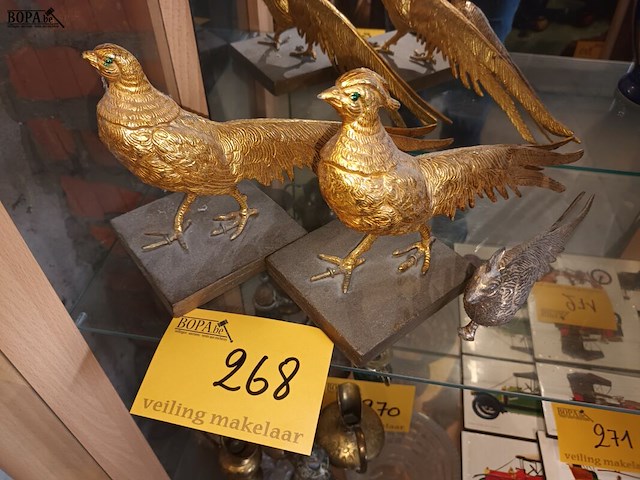 Lot 268 - fazanten in messing. 3 stuks - afbeelding 4 van  4