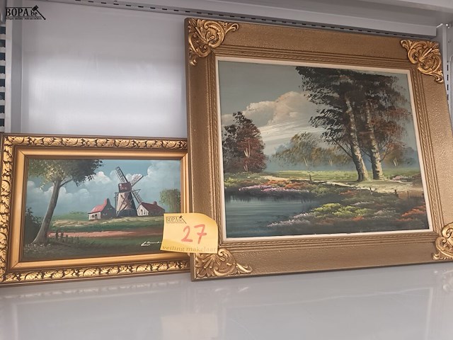 Lot 27 - schilderijen. 2 stuks - afbeelding 1 van  6