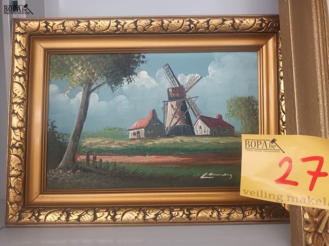 Lot 27 - schilderijen. 2 stuks - afbeelding 2 van  6