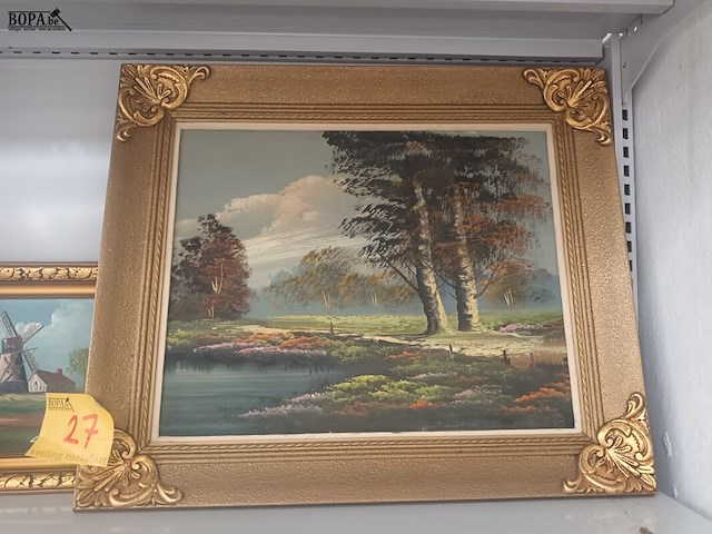Lot 27 - schilderijen. 2 stuks - afbeelding 5 van  6