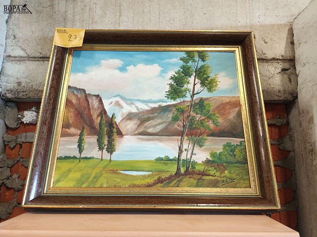 Lot 273 - schilderij in kader. gesigneerd - afbeelding 1 van  3