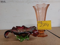 Lot 274 - vaas en schaal stijl murano - afbeelding 1 van  2