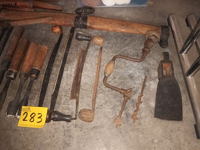 Lot 283 - antiek gereedschap karrenbouwer. 22 stuks - afbeelding 2 van  4
