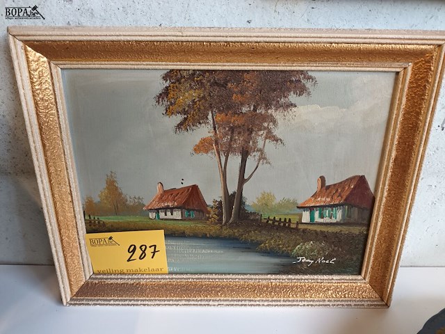 Lot 287 - schilderij in kader. gesigneerd - afbeelding 1 van  3