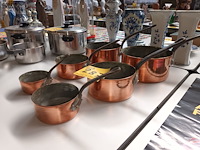 Lot 287 - steelpannen in rood koper. 6 stuks - afbeelding 1 van  4