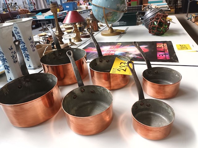 Lot 287 - steelpannen in rood koper. 6 stuks - afbeelding 2 van  4