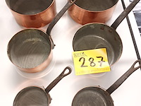Lot 287 - steelpannen in rood koper. 6 stuks - afbeelding 4 van  4
