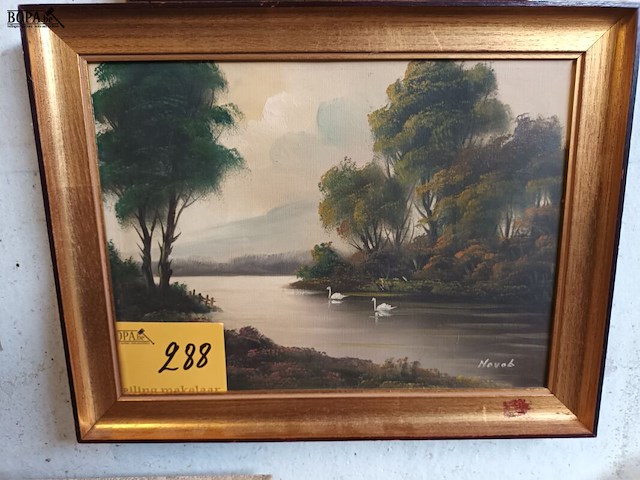 Lot 288 - schilderij in kader. gesigneerd - afbeelding 1 van  3