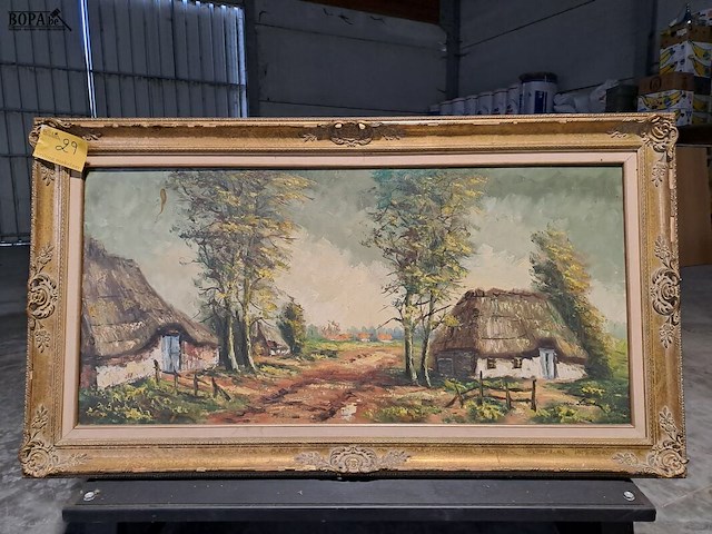 Lot 29 - klassiek landschapsschilderij in olieverf boerderijscene - afbeelding 1 van  2