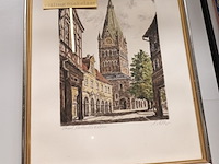 Lot 293 - kader met kerk - afbeelding 1 van  3