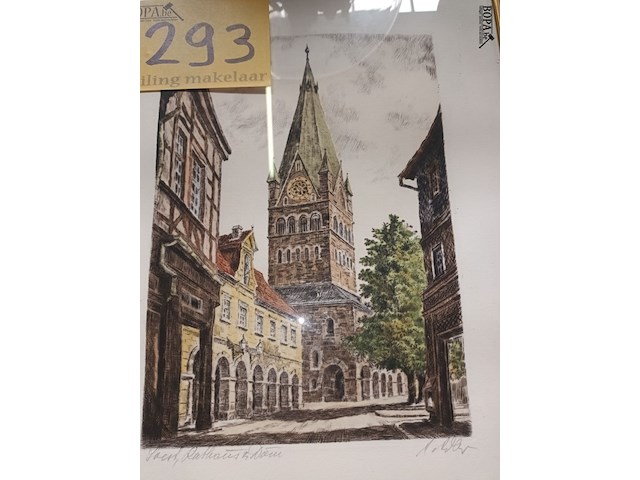 Lot 293 - kader met kerk - afbeelding 2 van  3