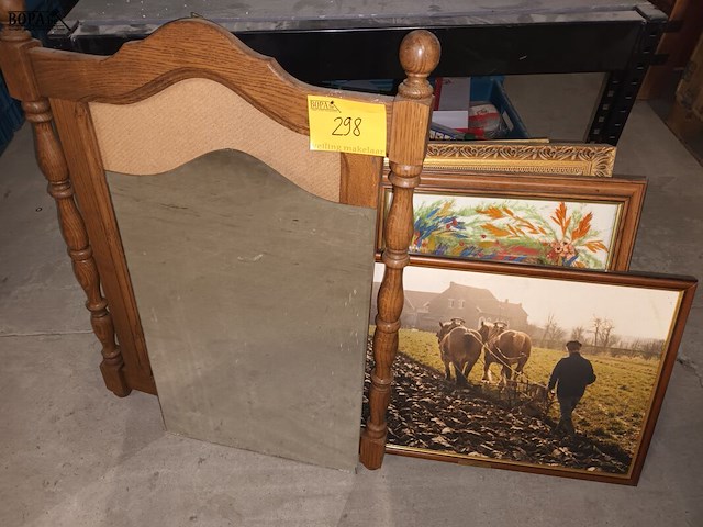 Lot 298 - spiegel en kaders. 5 stuks - afbeelding 1 van  5