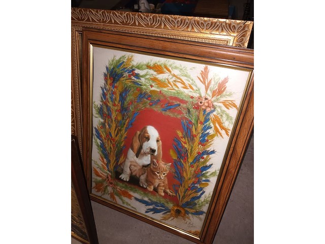 Lot 298 - spiegel en kaders. 5 stuks - afbeelding 3 van  5