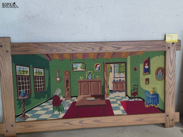 Lot 3 - geborduurd schilderij traditionele woonkamer 17de eeuw - afbeelding 3 van  5
