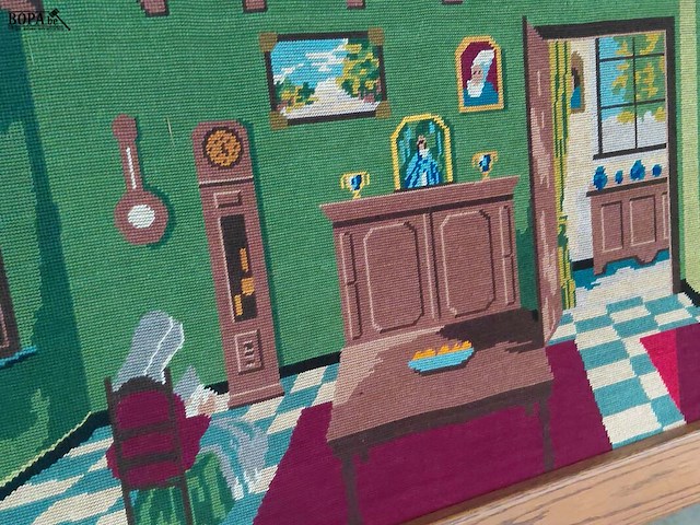 Lot 3 - geborduurd schilderij traditionele woonkamer 17de eeuw - afbeelding 4 van  5