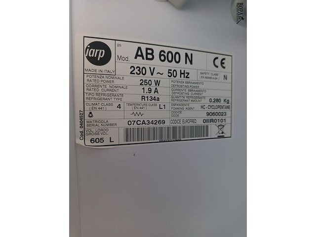 Lot 31 - diepvrieskast iarp - afbeelding 4 van  5