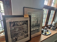 Lot 31 - kaders met tekeningen. 2 stuks - afbeelding 1 van  3