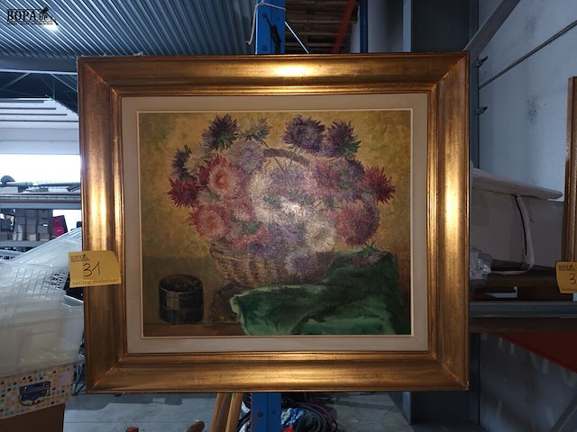 Lot 31 - schilderij bloemen - afbeelding 2 van  4